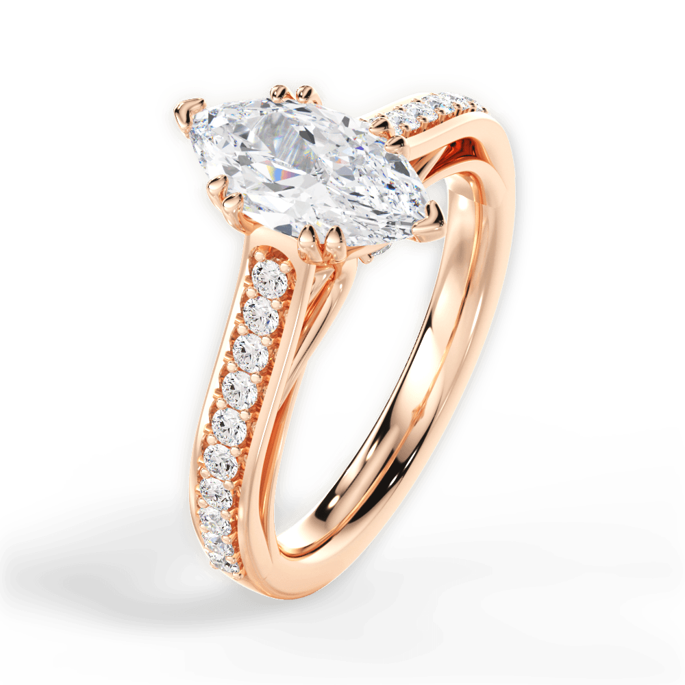 Deborah Marquise Cut Lab Grown Diamond 18Kt Rose Gold Engagement Ring - View 4