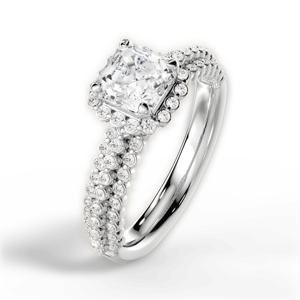 Jocelyn Asscher Cut Lab Grown Diamond 18Kt White Gold Engagement Ring - View 3