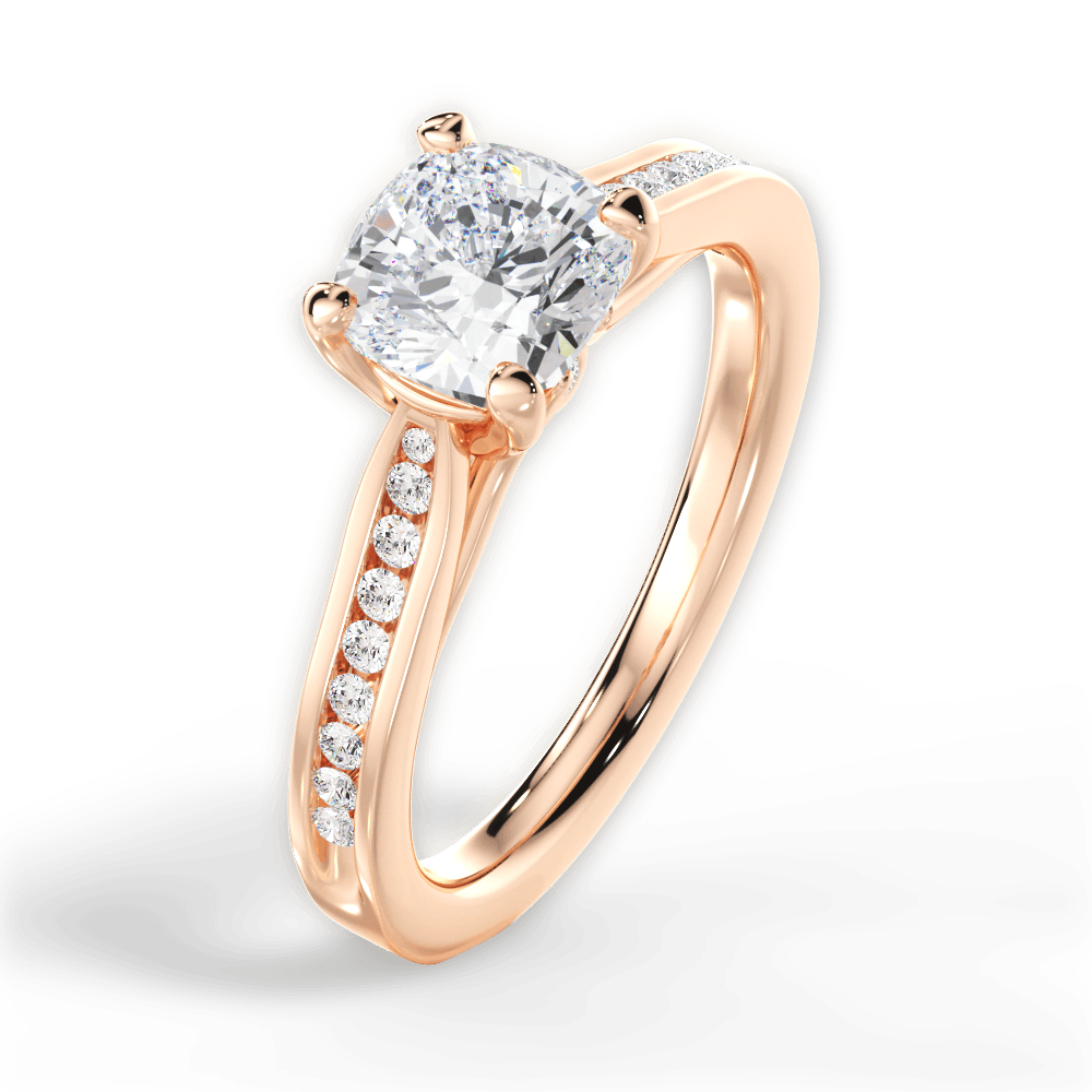 Elena Cushion Cut Lab Grown Diamond 18Kt Rose Gold Engagement Ring - View 2