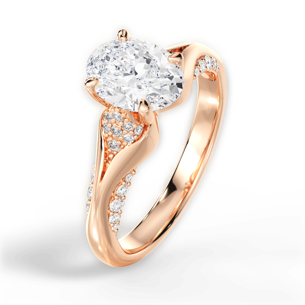Isabel Oval Cut Lab Grown Diamond 18Kt Rose Gold Engagement Ring - View 4