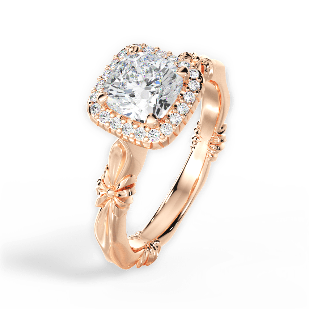 Erica Cushion Cut Lab Grown Diamond 18Kt Rose Gold Engagement Ring - View 4