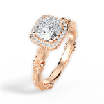Erica Cushion Cut Lab Grown Diamond 18Kt Rose Gold Engagement Ring - View 4