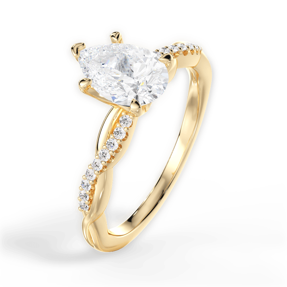 Charlotte Pear Cut Lab Grown Diamond 18Kt Yellow Gold Engagement Ring - View 3