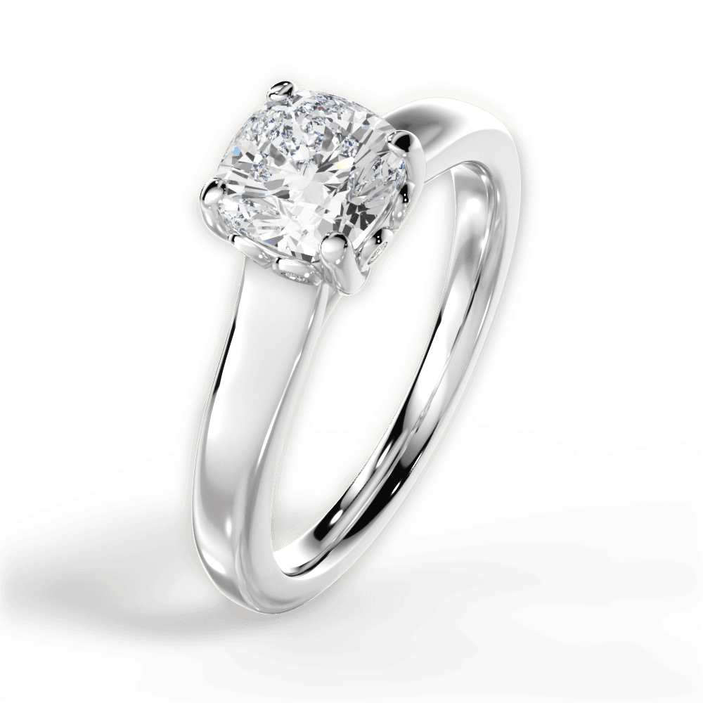 Carol Cushion Cut Lab Grown Diamond 14Kt White Gold Engagement Ring - View 3