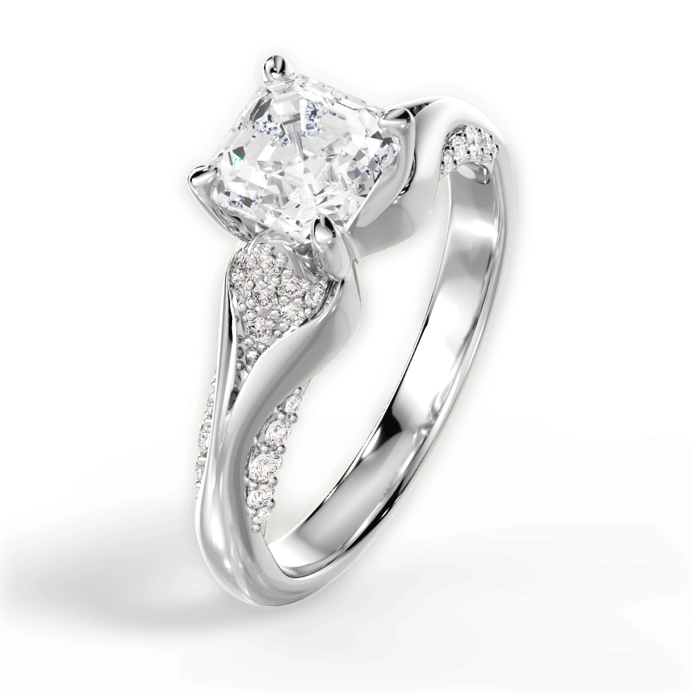Isabel Asscher Cut Lab Grown Diamond 18Kt White Gold Engagement Ring - View 3