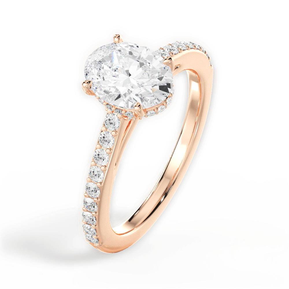 Joan Oval Cut Lab Grown Diamond 18Kt Rose Gold Engagement Ring - View 4