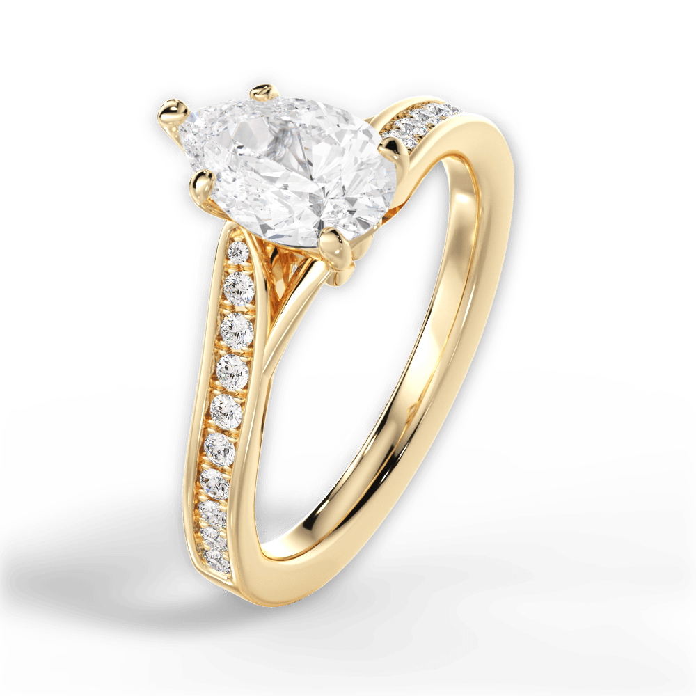 Elise Pear Cut Lab Grown Diamond 18Kt Yellow Gold Engagement Ring - View 4