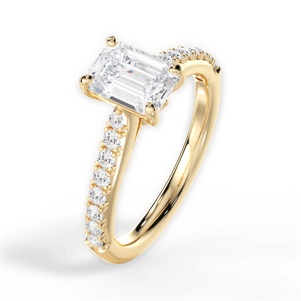 Elizabeth Emerald Cut Lab Grown Diamond 18Kt Yellow Gold Engagement Ring - View 2