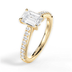 Elizabeth Emerald Cut Lab Grown Diamond 18Kt Yellow Gold Engagement Ring - View 2