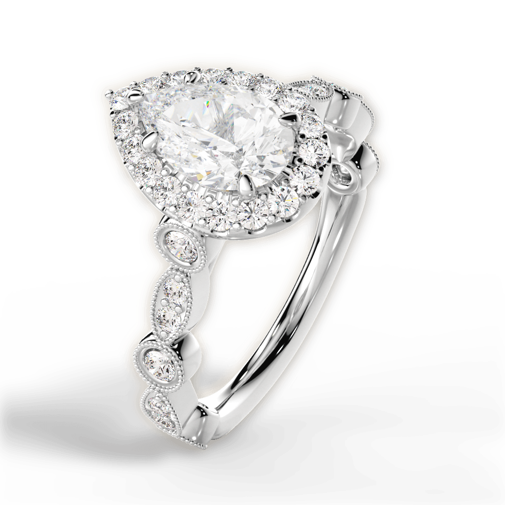 Irene Pear Cut Lab Grown Diamond 14Kt White Gold Engagement Ring - View 3