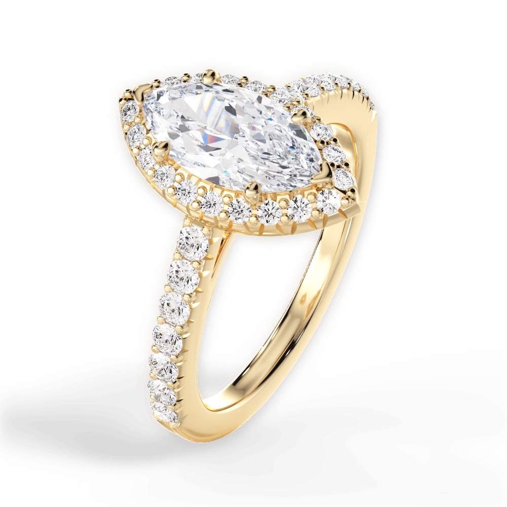 Kathleen Marquise Cut Lab Grown Diamond 18Kt Yellow Gold Engagement Ring - View 4