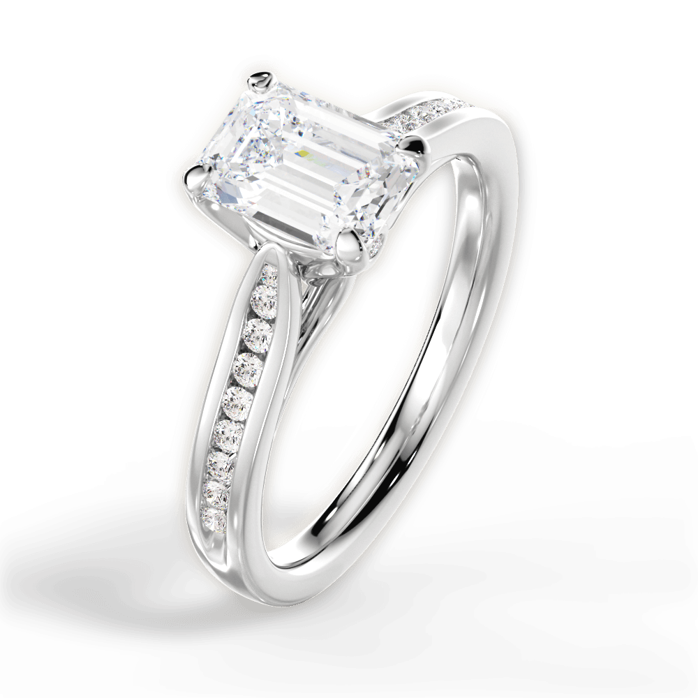 Elena Emerald Cut Lab Grown Diamond 14Kt White Gold Engagement Ring - View 3