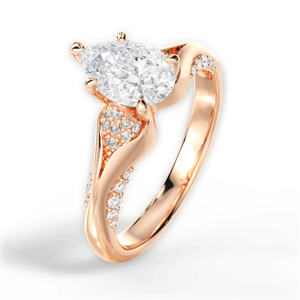 Isabel Pear Cut Lab Grown Diamond 18Kt Rose Gold Engagement Ring - View 3