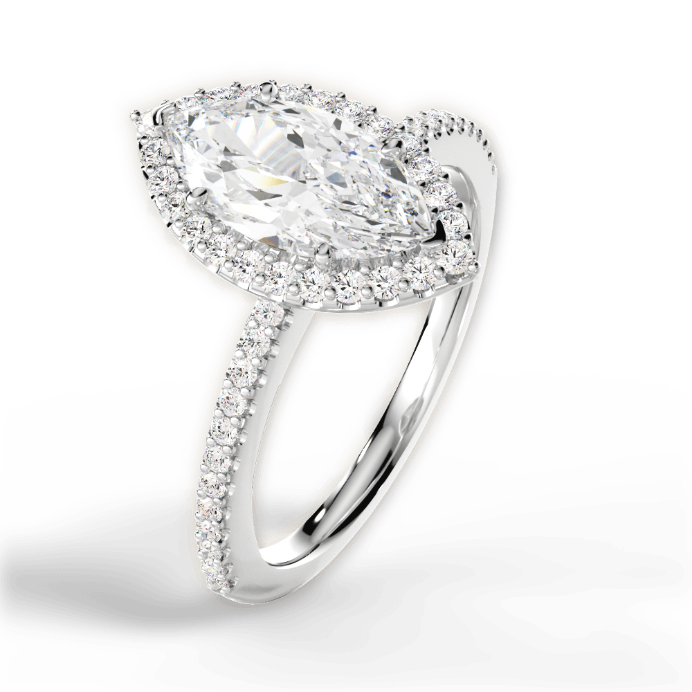 Joanne Marquise Cut Lab Grown Diamond 14Kt White Gold Engagement Ring - View 4