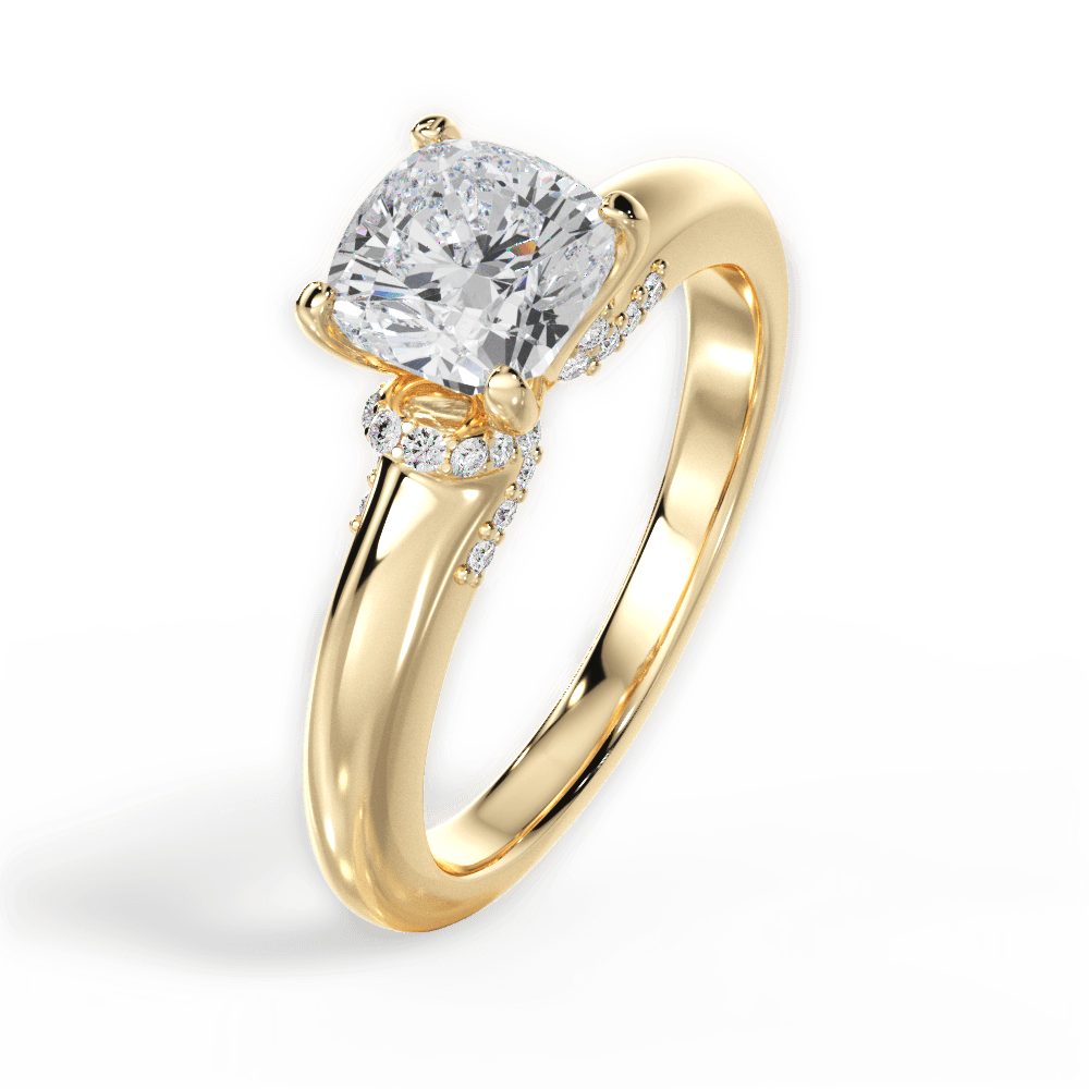 Florence Cushion Cut Lab Grown Diamond 18Kt Yellow Gold Engagement Ring - View 2