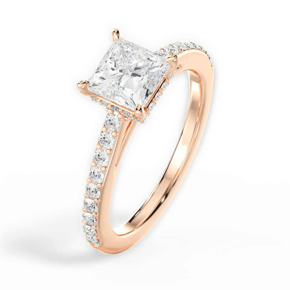 Joan Princess Cut Lab Grown Diamond 18Kt Rose Gold Engagement Ring - View 2