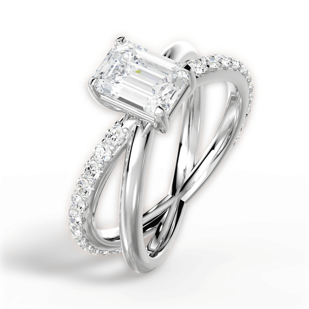 Jennifer Emerald Cut Lab Grown Diamond 14Kt White Gold Engagement Ring - View 4