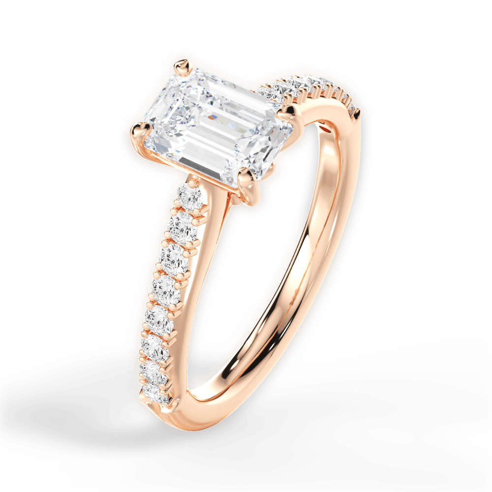 Elizabeth Emerald Cut Lab Grown Diamond 18Kt Rose Gold Engagement Ring - View 3