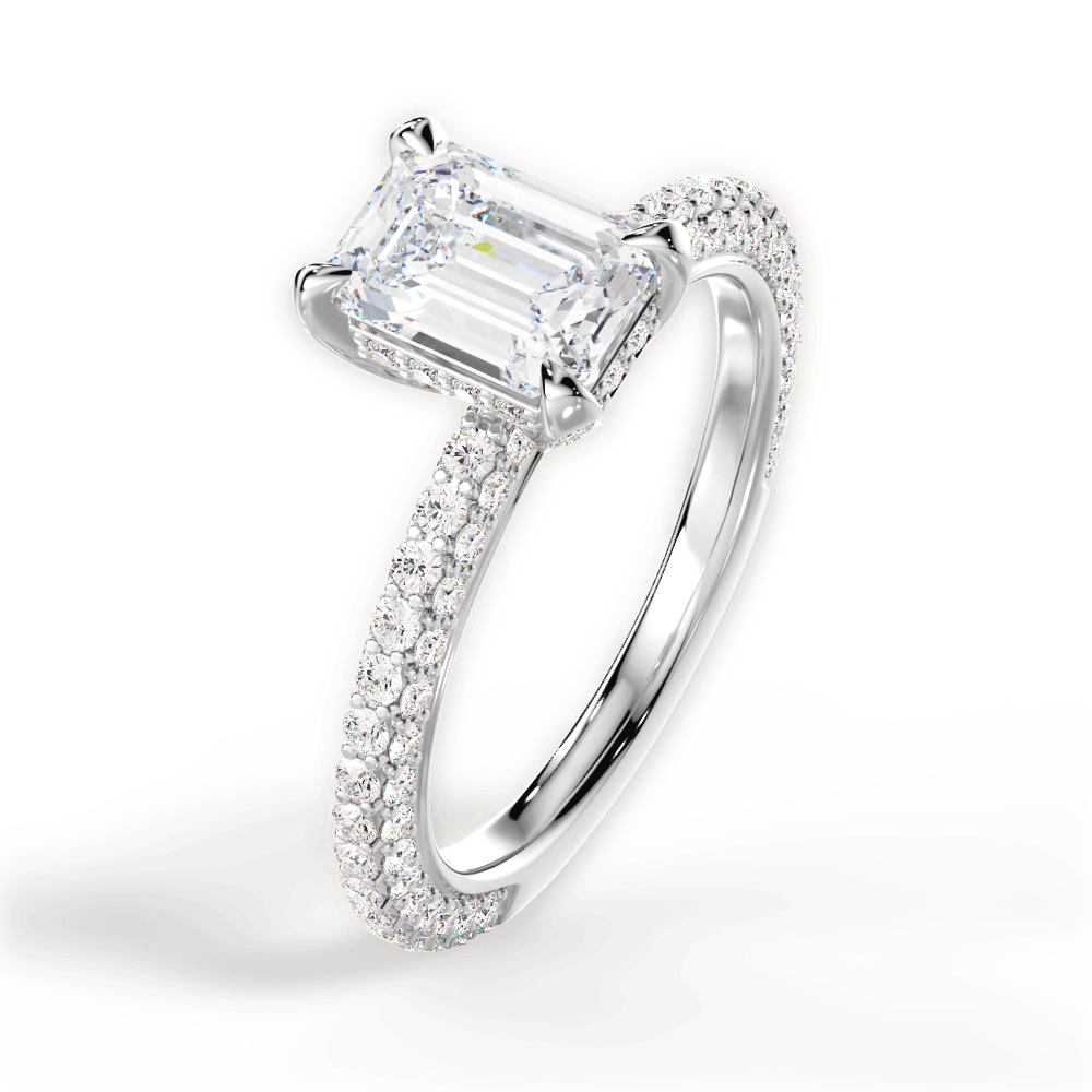 Madeline Emerald Cut Lab Grown Diamond Platinum Engagement Ring - View 3