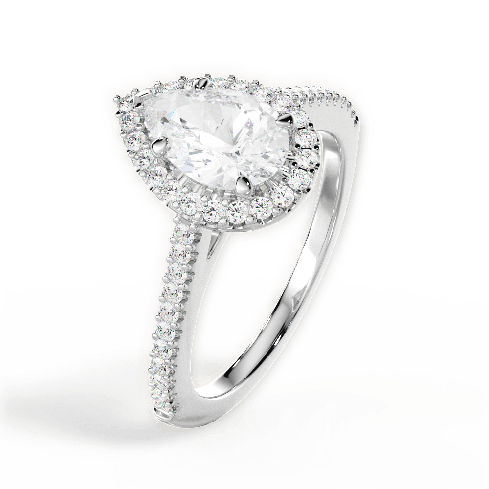 Jeanne Pear Cut Lab Grown Diamond Platinum Engagement Ring - View 2