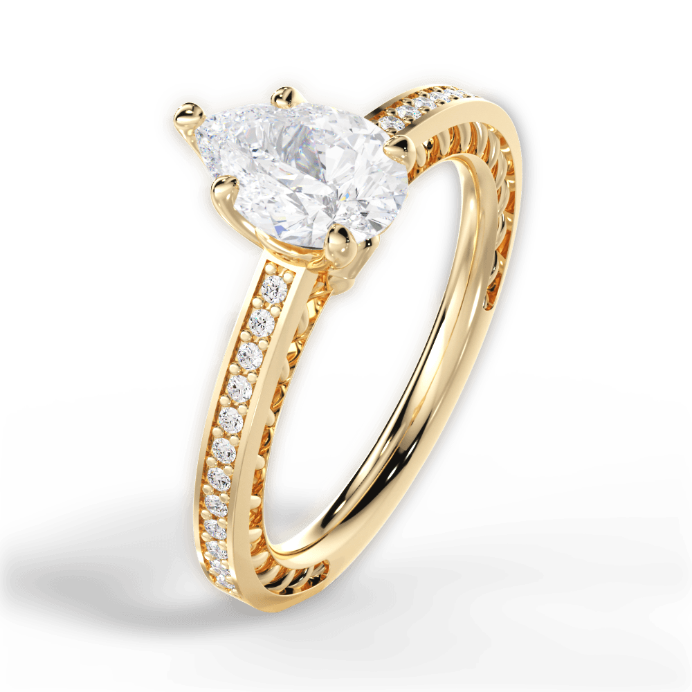 Donna Pear Cut Lab Grown Diamond 18Kt Yellow Gold Engagement Ring - View 2
