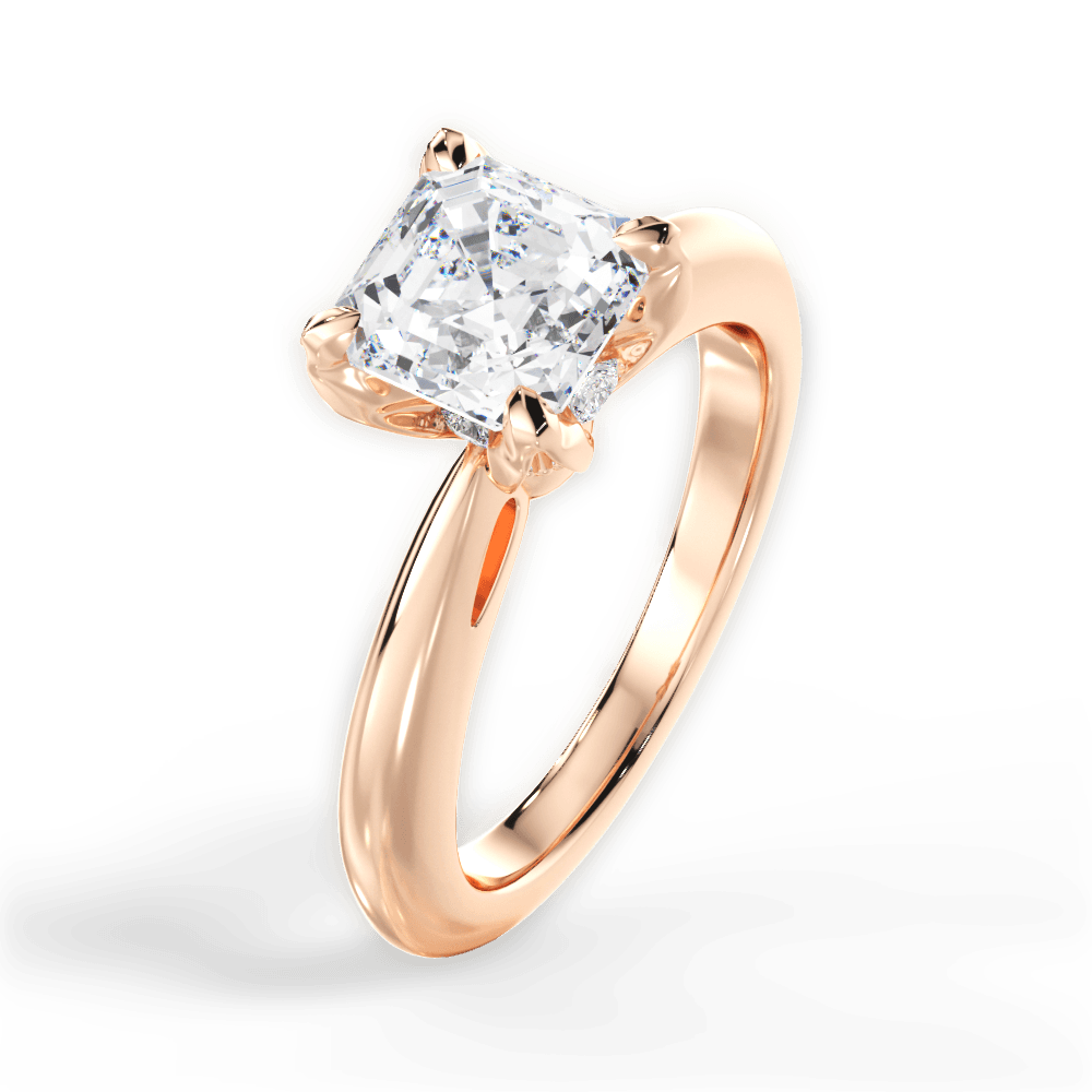 Elaine Asscher Cut Lab Grown Diamond 18Kt Rose Gold Engagement Ring - View 2