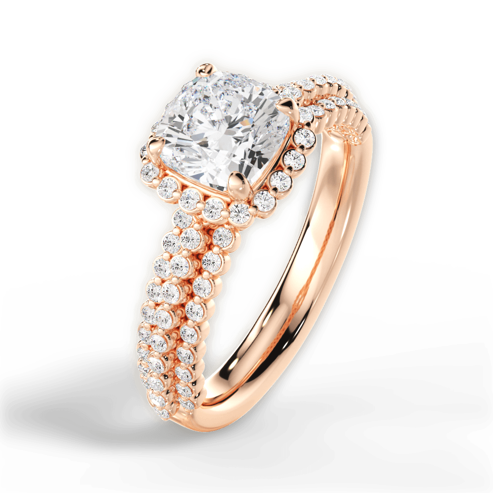 Jocelyn Cushion Cut Lab Grown Diamond 18Kt Rose Gold Engagement Ring - View 4