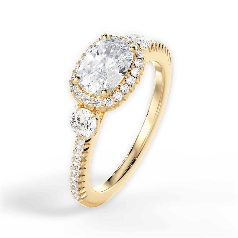 Kara Cushion Cut Lab Grown Diamond 18Kt Yellow Gold Engagement Ring - View 4