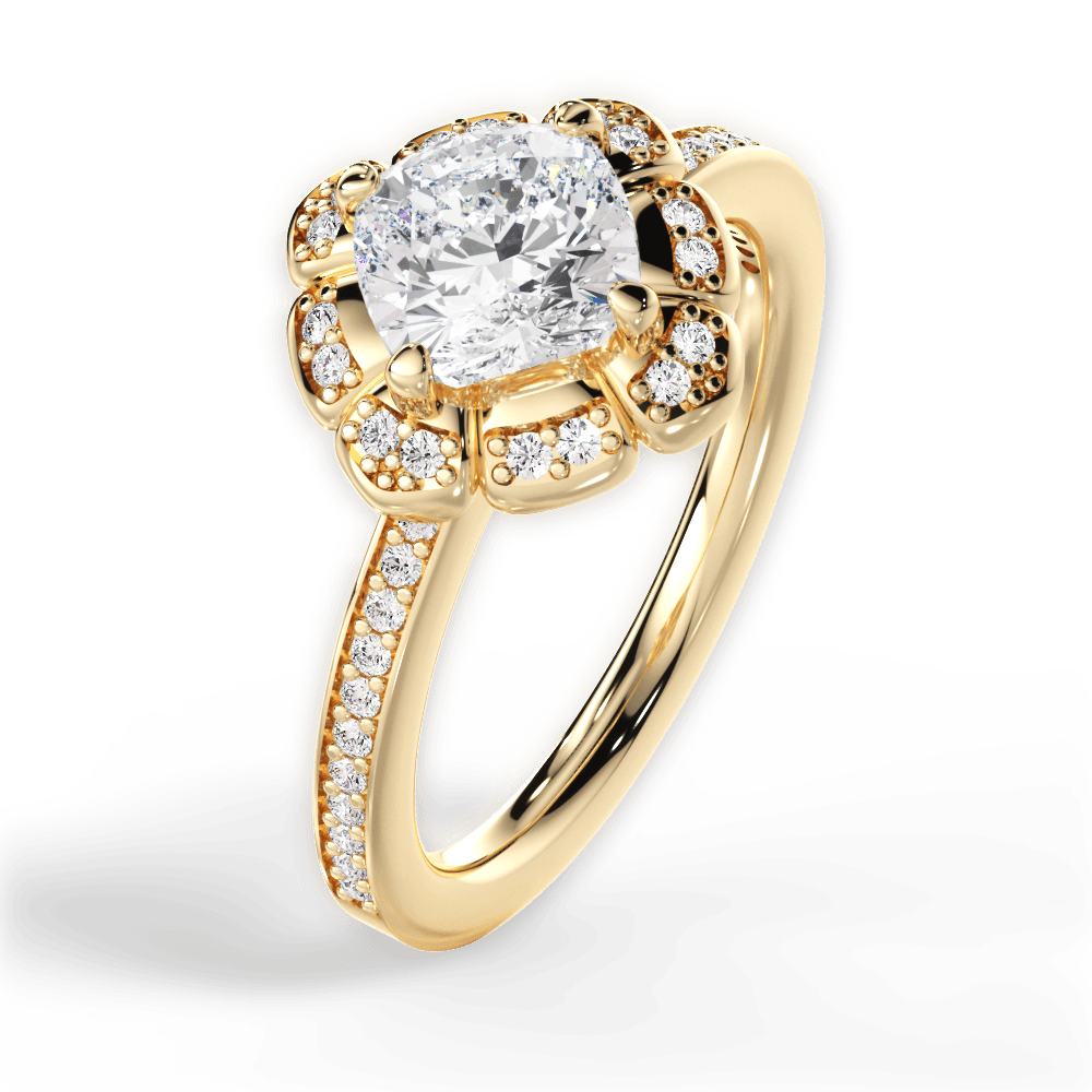 Hayley Cushion Cut Lab Grown Diamond 18Kt Yellow Gold Engagement Ring - View 4