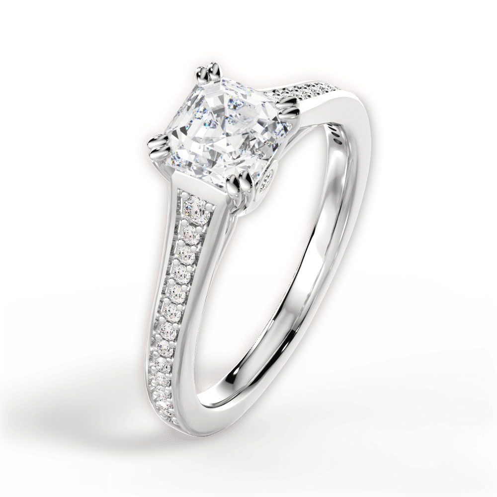 Delia Asscher Cut Lab Grown Diamond Platinum Engagement Ring - View 2