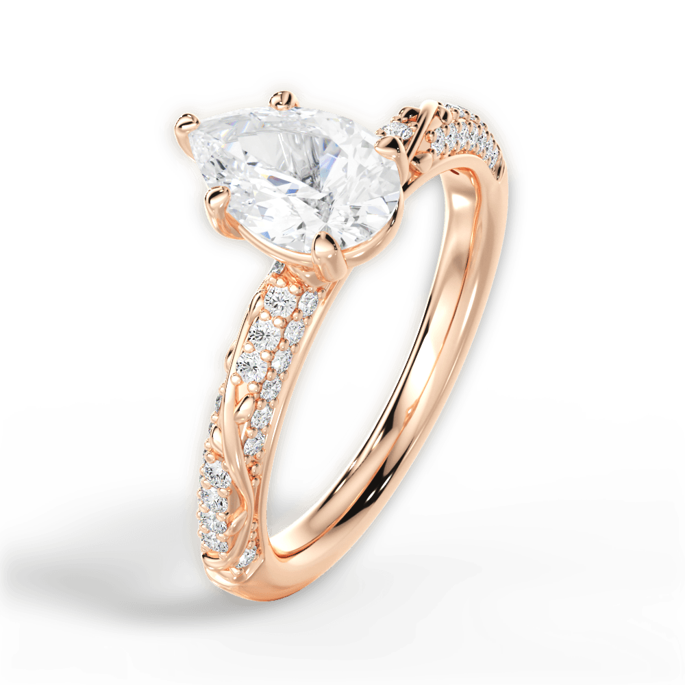 Gloria Pear Cut Lab Grown Diamond 18Kt Rose Gold Engagement Ring - View 2