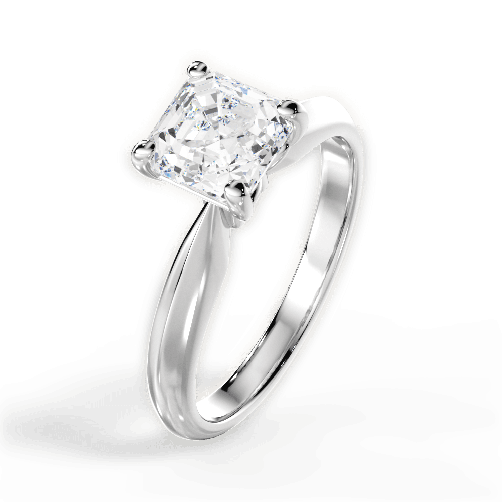 Aria Asscher Cut Lab Grown Diamond 18Kt White Gold Engagement Ring - View 2