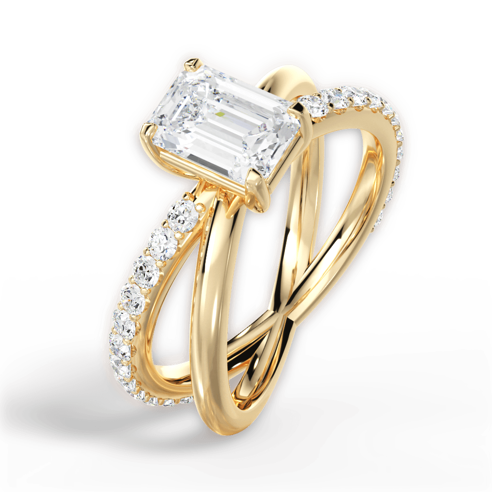 Jennifer Emerald Cut Lab Grown Diamond 18Kt Yellow Gold Engagement Ring - View 4