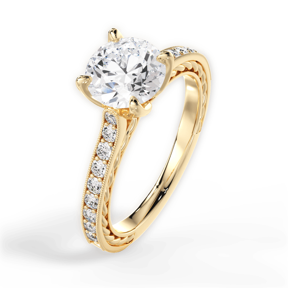 Gilda Round Cut Lab Grown Diamond 18Kt Yellow Gold Engagement Ring - View 4