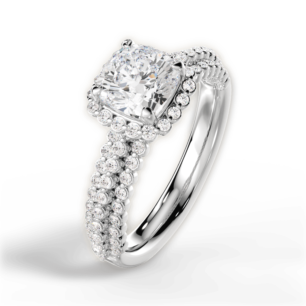 Jocelyn Cushion Cut Lab Grown Diamond Platinum Engagement Ring - View 2