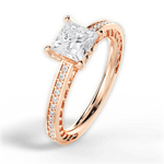 Donna Princess Cut Lab Grown Diamond 18Kt Rose Gold Engagement Ring - View 4