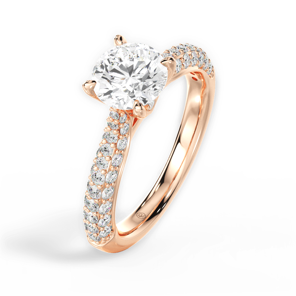 Kira Round Cut Lab Grown Diamond 18Kt Rose Gold Engagement Ring - View 3