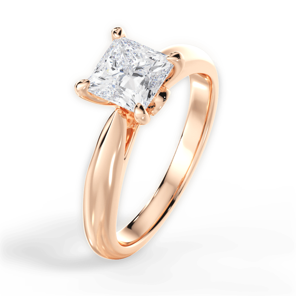 Dolores Princess Cut Lab Grown Diamond 18Kt Rose Gold Engagement Ring - View 4