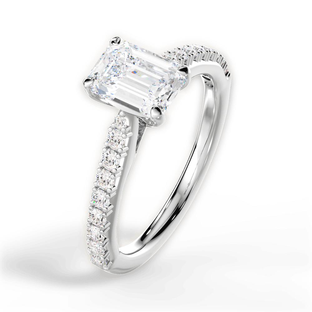 Frances Emerald Cut Lab Grown Diamond 18Kt White Gold Engagement Ring - View 4