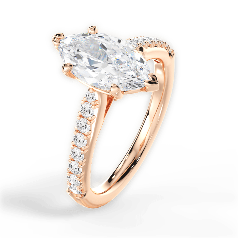 Elizabeth Marquise Cut Lab Grown Diamond 18Kt Rose Gold Engagement Ring - View 4