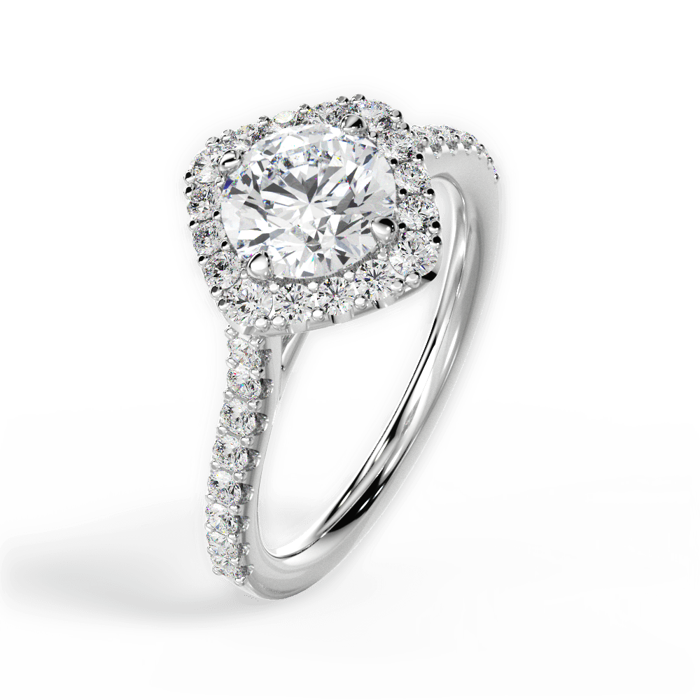 Jackie Round Cut Lab Grown Diamond Platinum Engagement Ring - View 3