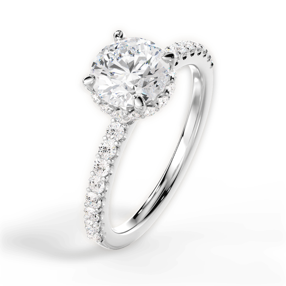 Isabella Round Cut Lab Grown Diamond Platinum Engagement Ring - View 2