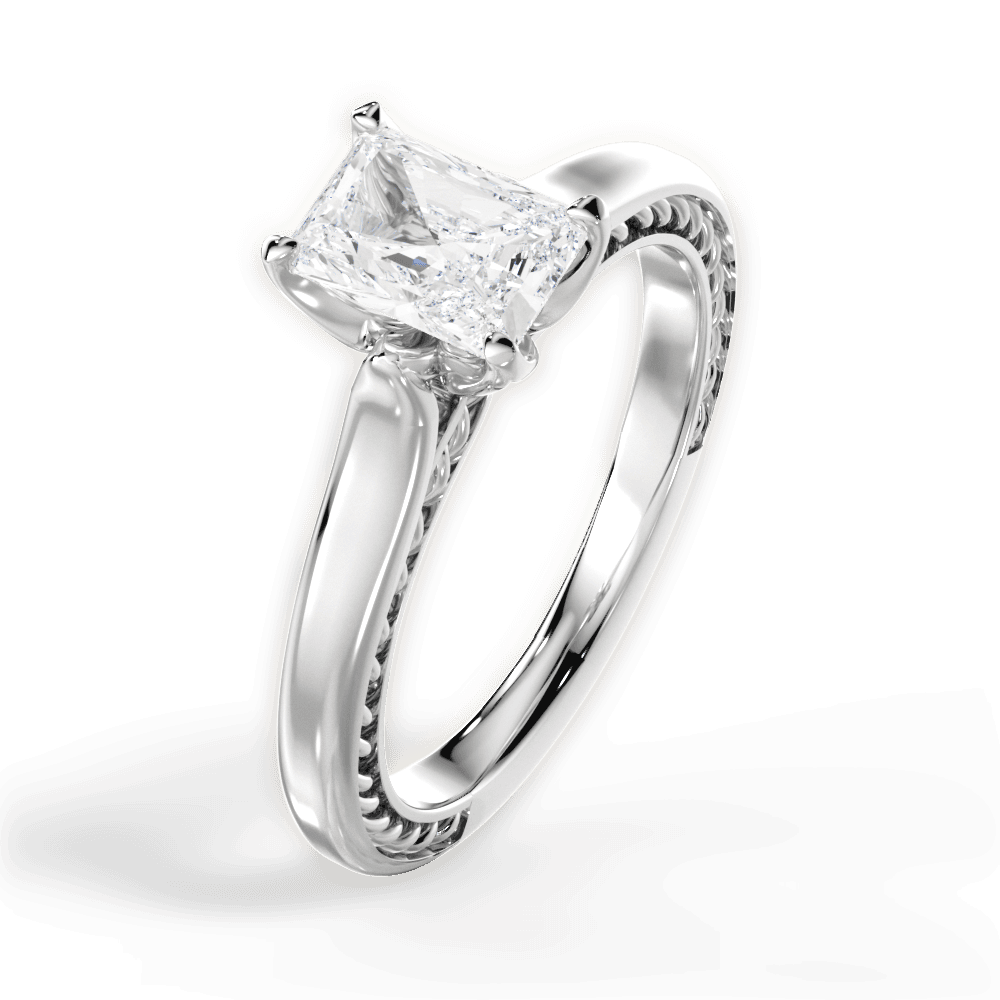 Carrie Radiant Cut Lab Grown Diamond Platinum Engagement Ring - View 2