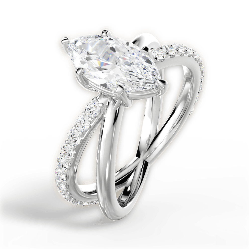 Jennifer Marquise Cut Lab Grown Diamond 18Kt White Gold Engagement Ring - View 2