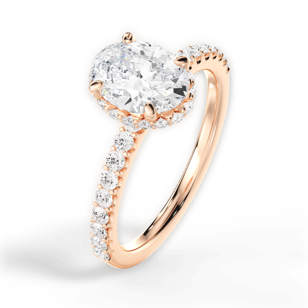 Isabella Oval Cut Lab Grown Diamond 18Kt Rose Gold Engagement Ring - View 4