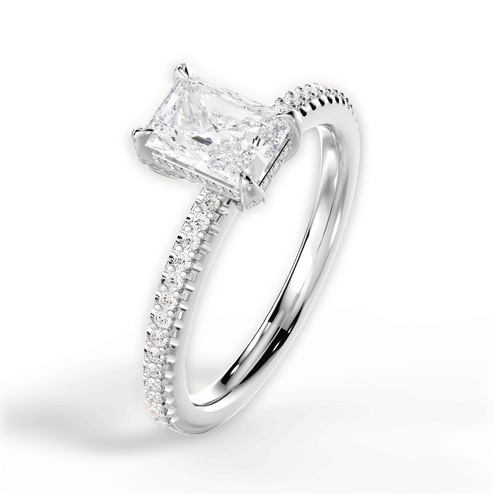 Helen Radiant Cut Lab Grown Diamond Platinum Engagement Ring - View 4