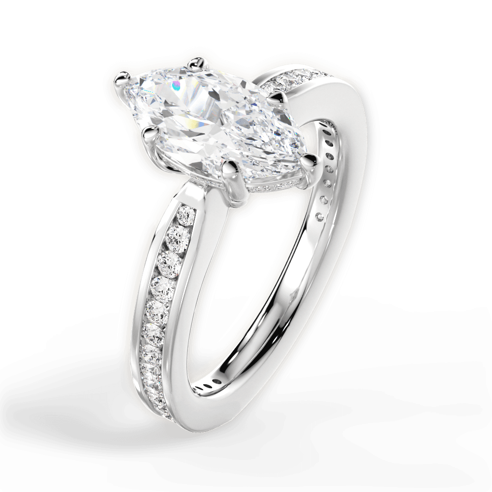 Katelyn Marquise Cut Lab Grown Diamond 14Kt White Gold Engagement Ring - View 2
