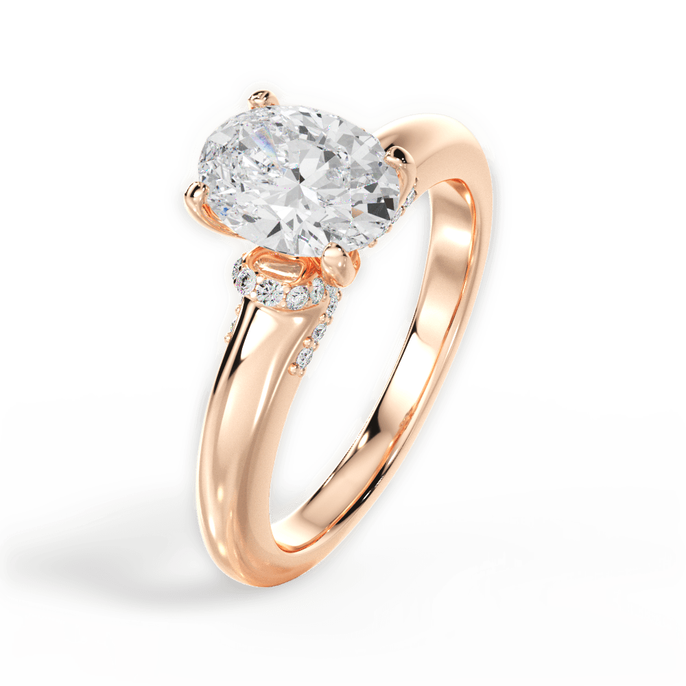 Florence Oval Cut Lab Grown Diamond 18Kt Rose Gold Engagement Ring - View 2