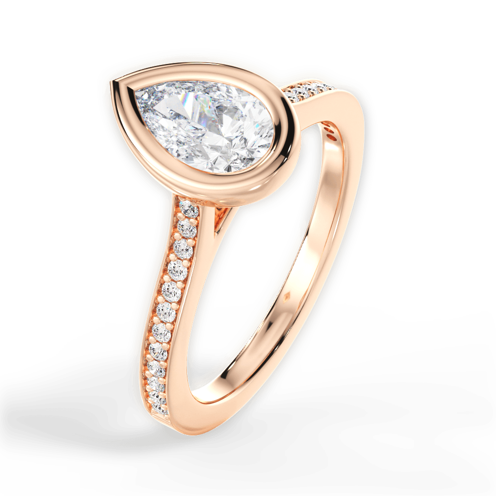 Deanna Pear Cut Lab Grown Diamond 18Kt Rose Gold Engagement Ring - View 3