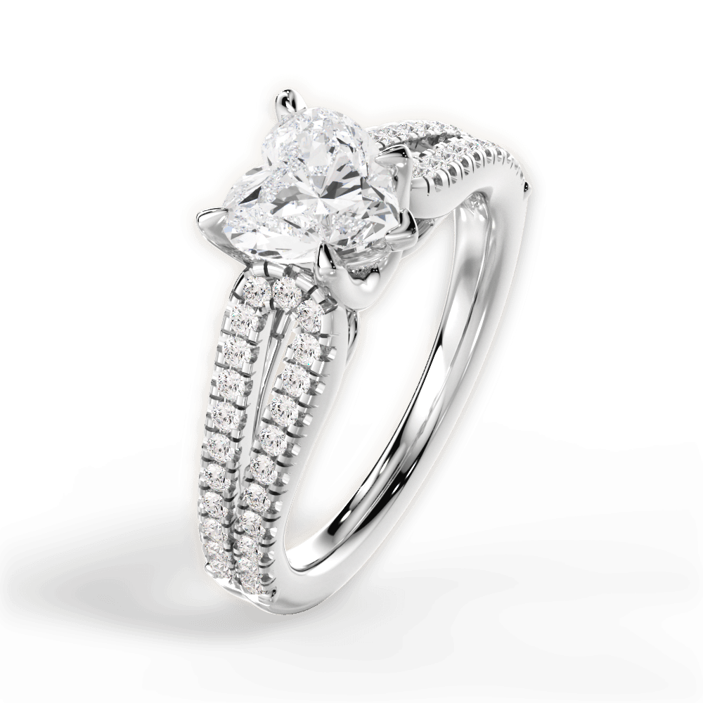 Jessica Heart Cut Lab Grown Diamond 18Kt White Gold Engagement Ring - View 2